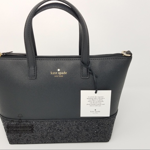 Kate spade Ina Greta Court black satchel glitter - Picture 2 of 8